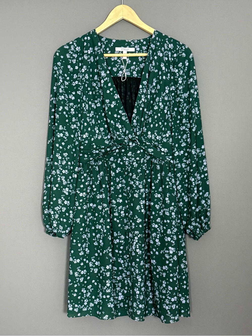 Derek Lam 10 Crosby Green Ditsy Floral Twist Front Short Dress Size 4 - Picture 2 of 10